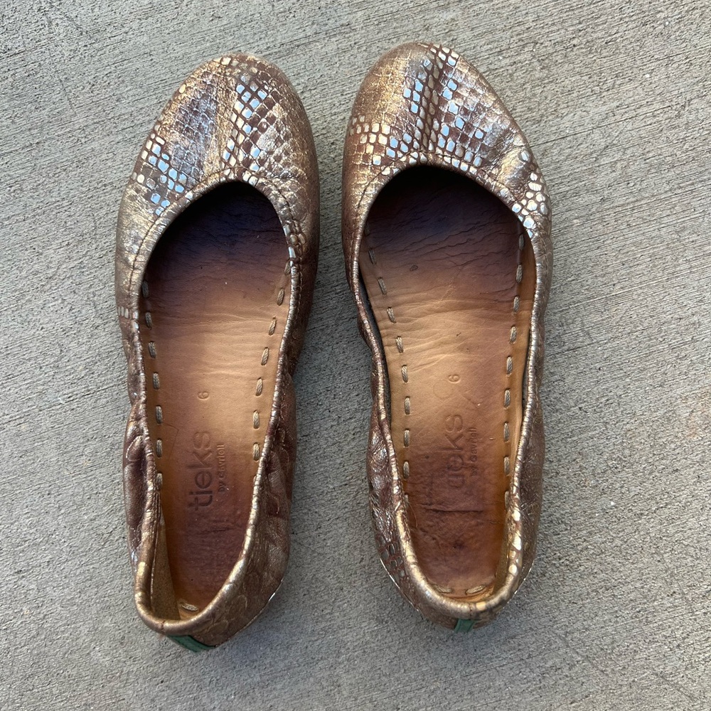 Tieks Snakeskin Patterned Flats in Wild Copper